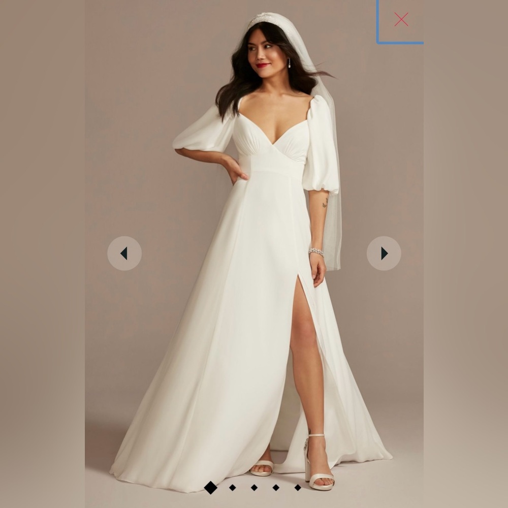 David’s Bridal bubble sleeve georgette v-neck